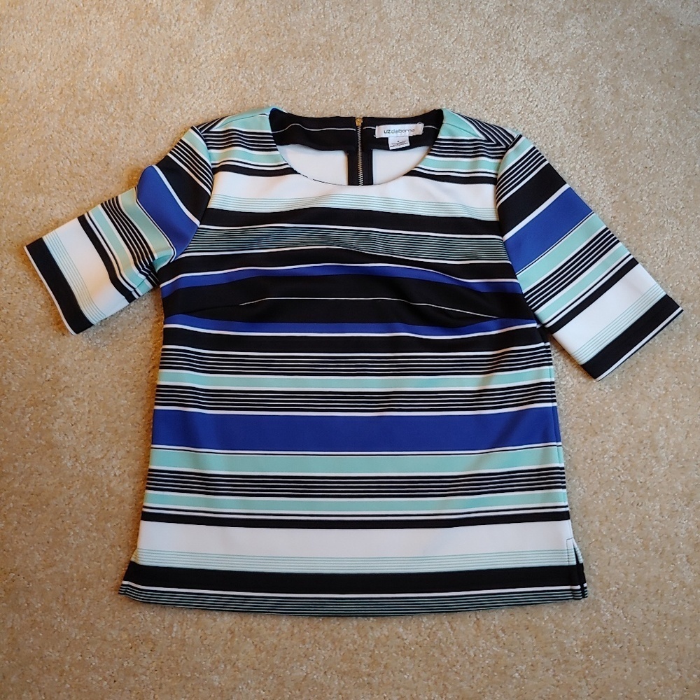Liz Claiborne nice quality striped 3/4 sleeve top